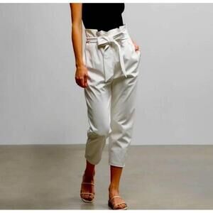 Commando White High-Waisted Faux Leather Belted Cropped Pants XS